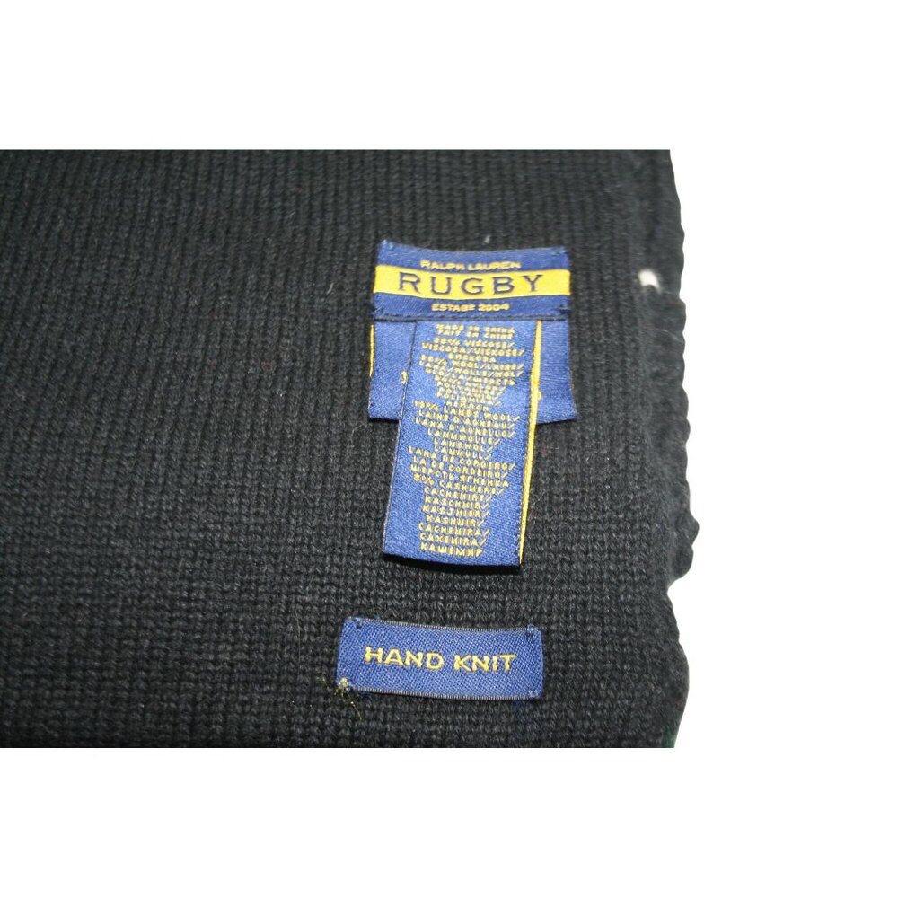 Ralph Lauren Rugby Scarf Wool Blend Snowflake Fair Isle Black Classic Preppy - Picture 4 of 7